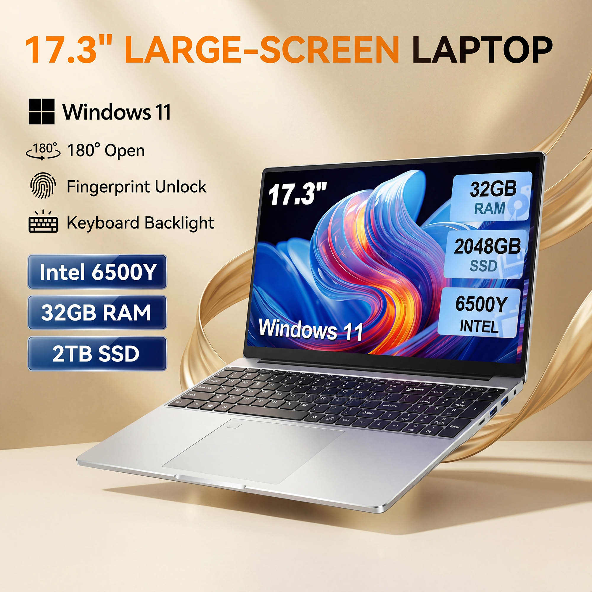 Gaming Keyboard Backlit - Portátil con Pantalla Grande de 17.3