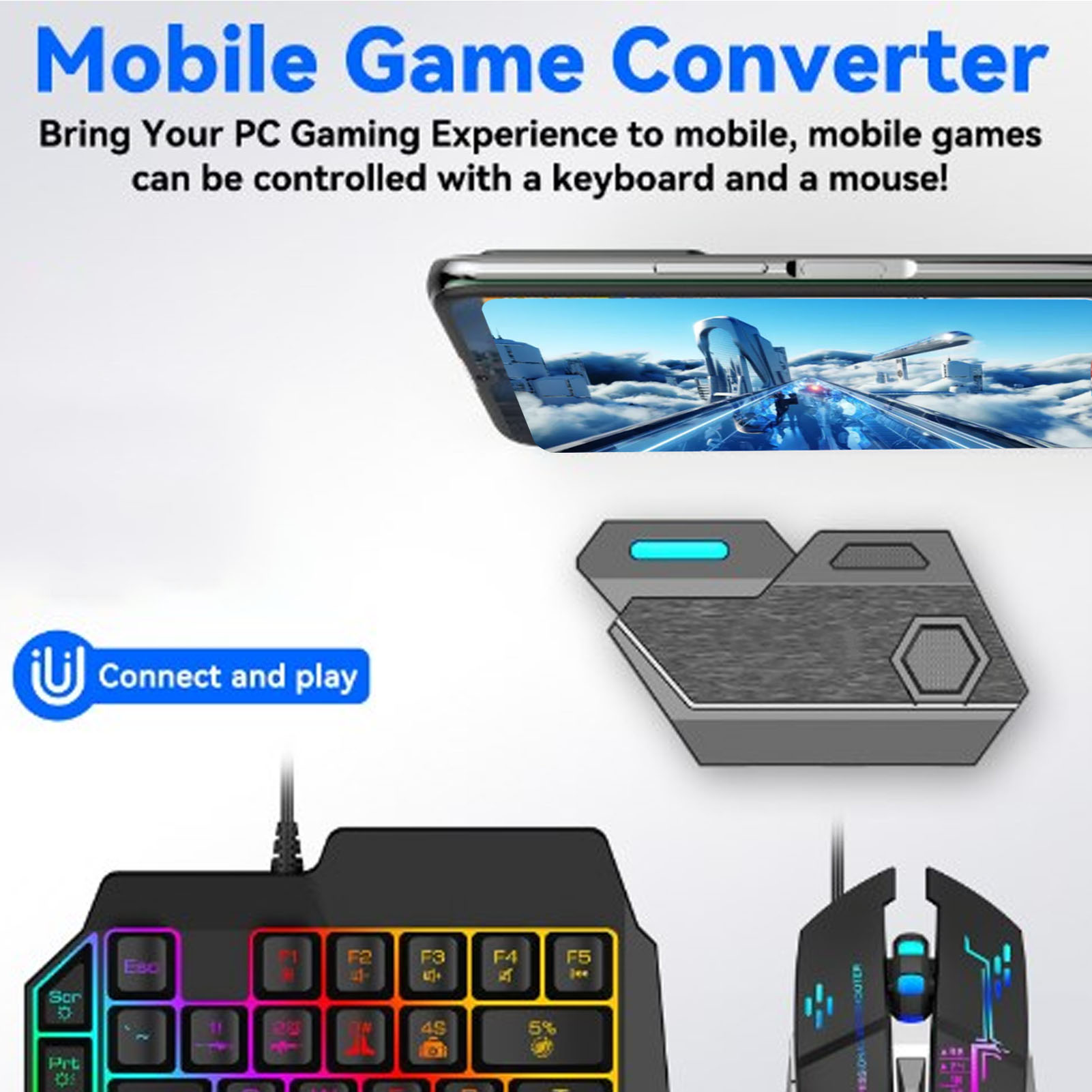 Gaming Keyboard Bluetooth - Paquete combinado de juegos para móvil,