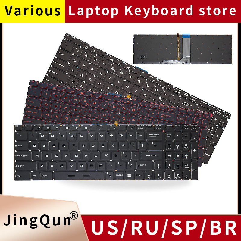 Gaming Keyboard Backlit - Teclado retroiluminado US/RU/SP/FR/TR/AR/NE para MSI GT62