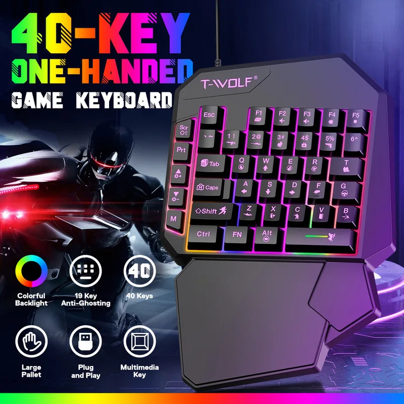 Juego de 5 en 1, teclado mini  - Gaming Keyboard 1 Hand reseña y precio