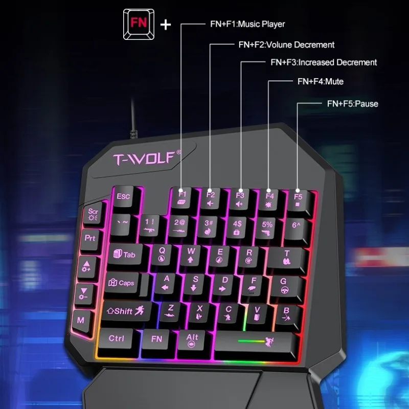 Juego de 5 en 1, teclado mini  - Gaming Keyboard 1 Hand reseña y precio